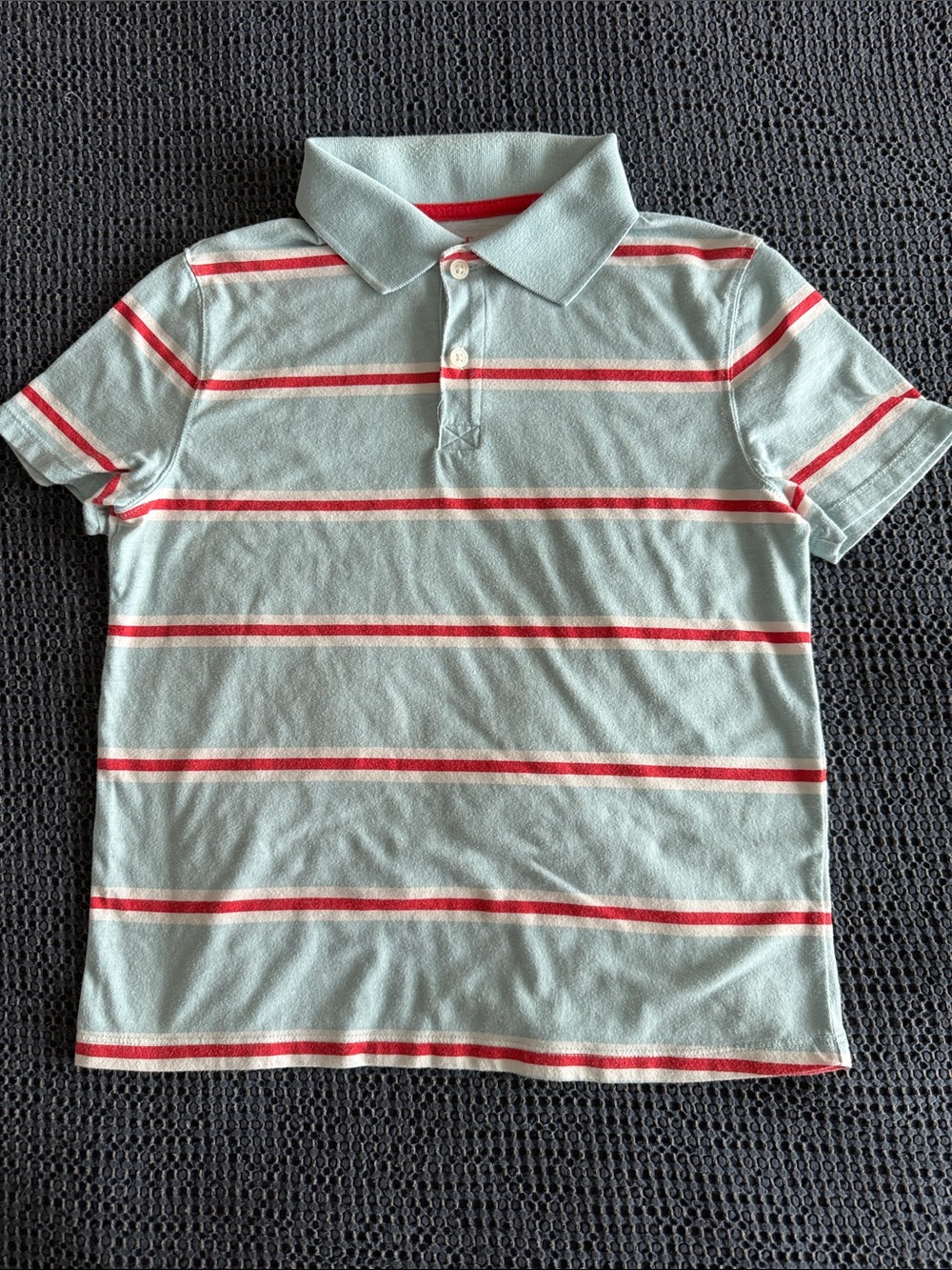 Cat & Jack Light Mint Polo with Red and White Stripes